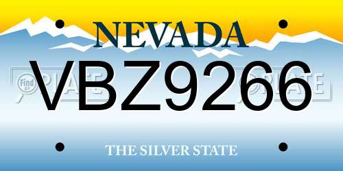 VBZ9266 Nevada License Plate