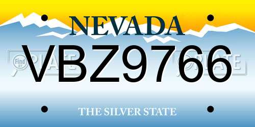 VBZ9766 Nevada License Plate