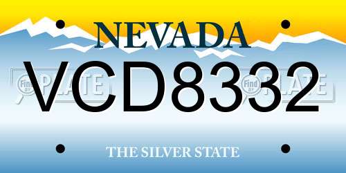 VCD8332 Nevada License Plate