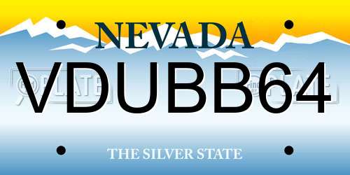 VDUBB64 Nevada License Plate
