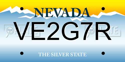 VE2G7R Nevada License Plate