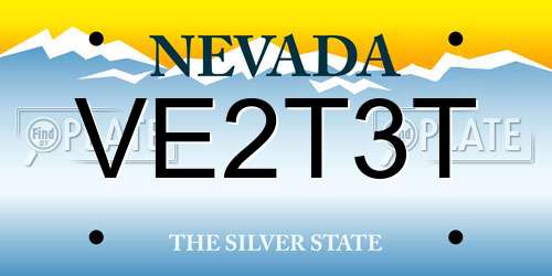 VE2T3T Nevada License Plate