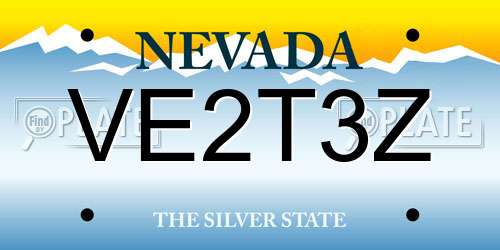 VE2T3Z Nevada License Plate