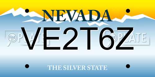 VE2T6Z Nevada License Plate