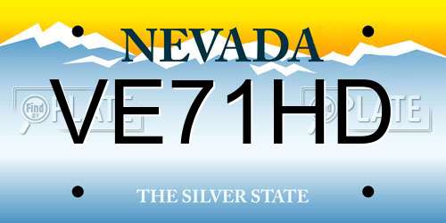 VE71HD Nevada License Plate