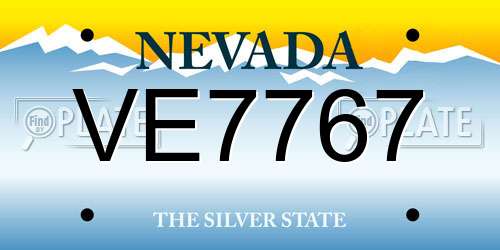 VE7767 Nevada License Plate