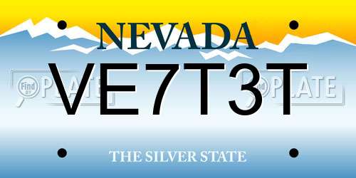 VE7T3T Nevada License Plate