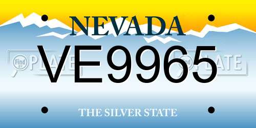 VE9965 Nevada License Plate