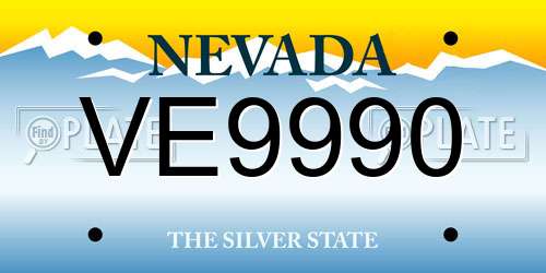 VE9990 Nevada License Plate