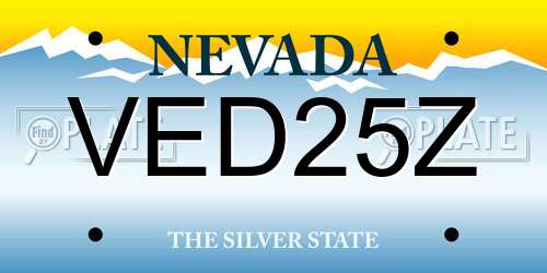 VED25Z Nevada License Plate