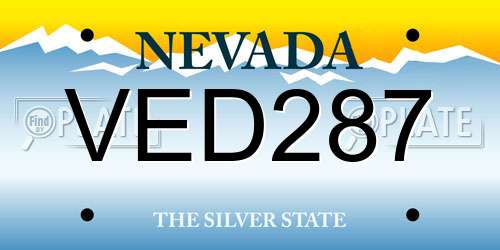 VED287 Nevada License Plate
