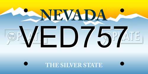 VED757 Nevada License Plate