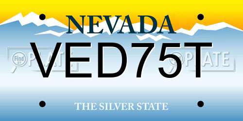 VED75T Nevada License Plate