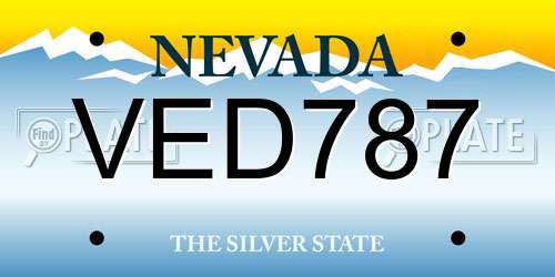 VED787 Nevada License Plate