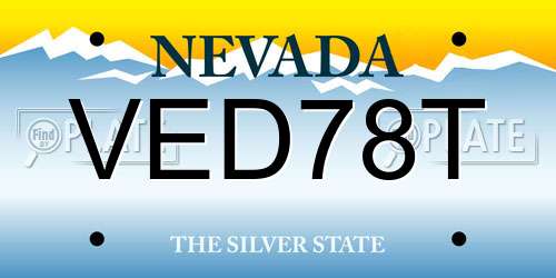 VED78T Nevada License Plate