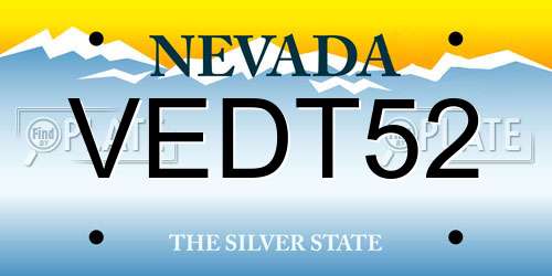 VEDT52 Nevada License Plate