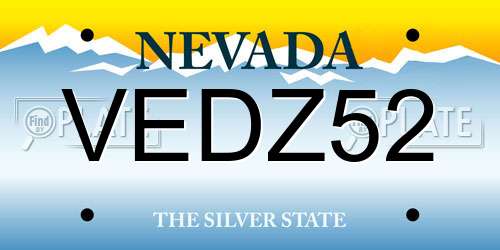 VEDZ52 Nevada License Plate