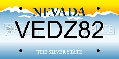 VEDZ82 Nevada License Plate