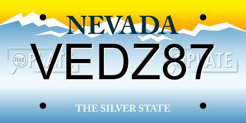 VEDZ87 Nevada License Plate