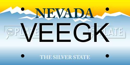 VEEGK Nevada License Plate