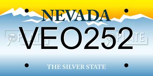 VEO252 Nevada License Plate