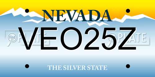 VEO25Z Nevada License Plate
