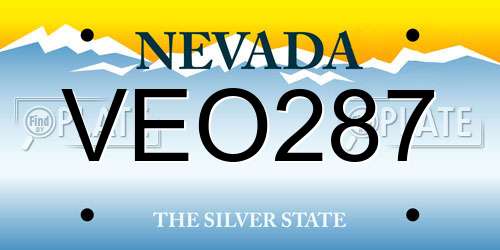 VEO287 Nevada License Plate