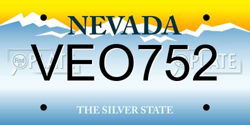VEO752 Nevada License Plate