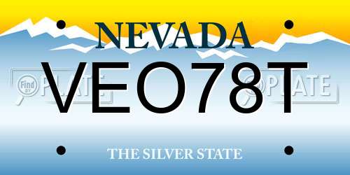 VEO78T Nevada License Plate