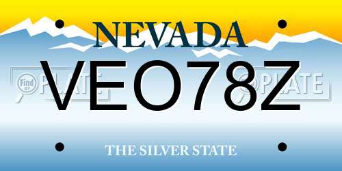 VEO78Z Nevada License Plate