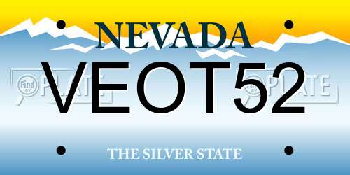 VEOT52 Nevada License Plate