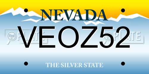 VEOZ52 Nevada License Plate
