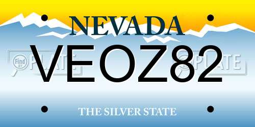 VEOZ82 Nevada License Plate