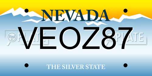 VEOZ87 Nevada License Plate