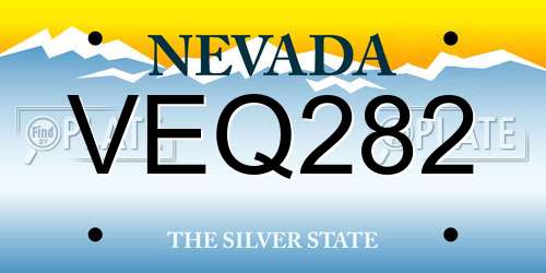 VEQ282 Nevada License Plate