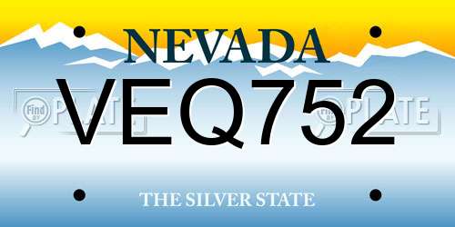 VEQ752 Nevada License Plate