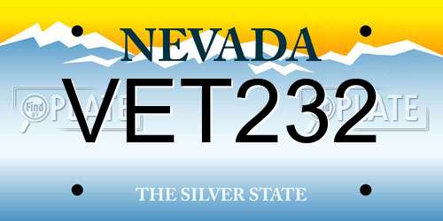 VET232 Nevada License Plate