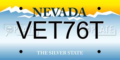 VET76T Nevada License Plate