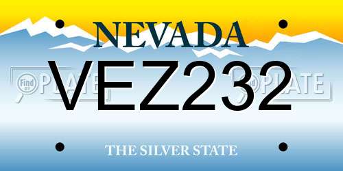 VEZ232 Nevada License Plate