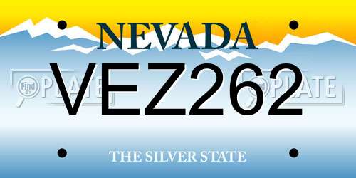 VEZ262 Nevada License Plate