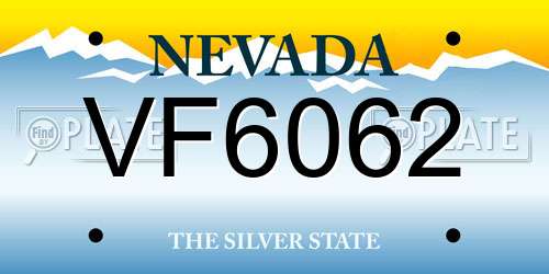 VF6062 Nevada License Plate