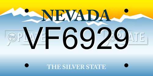 VF6929 Nevada License Plate