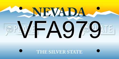 VFA979 Nevada License Plate