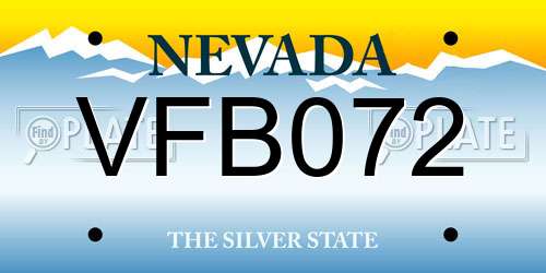 VFB072 Nevada License Plate