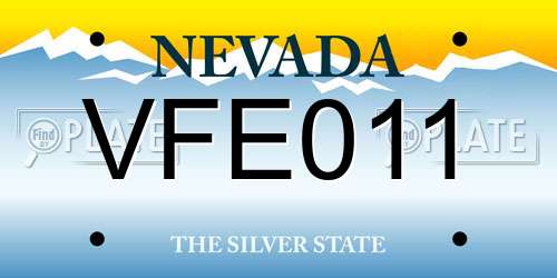 VFE011 Nevada License Plate