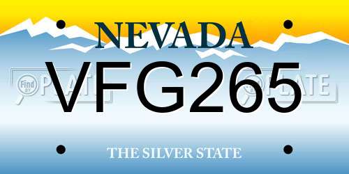 VFG265 Nevada License Plate