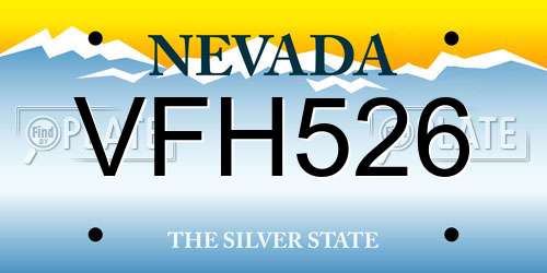 VFH526 Nevada License Plate
