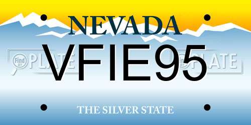 VFIE95 Nevada License Plate