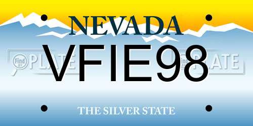 VFIE98 Nevada License Plate