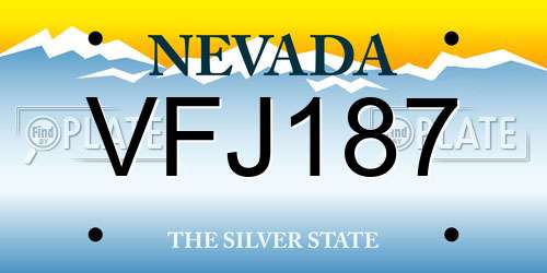 VFJ187 Nevada License Plate